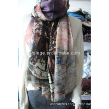 80s/2 wool worsted custom printed scarves shawl